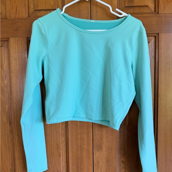 🍋 Lululemon Mint Cropped Longsleeve Cropped Top size 10 - Picture 1 of 2